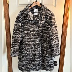 Mango Mohair Black Gray White Blend Long Oversized Jacket size S fits like L